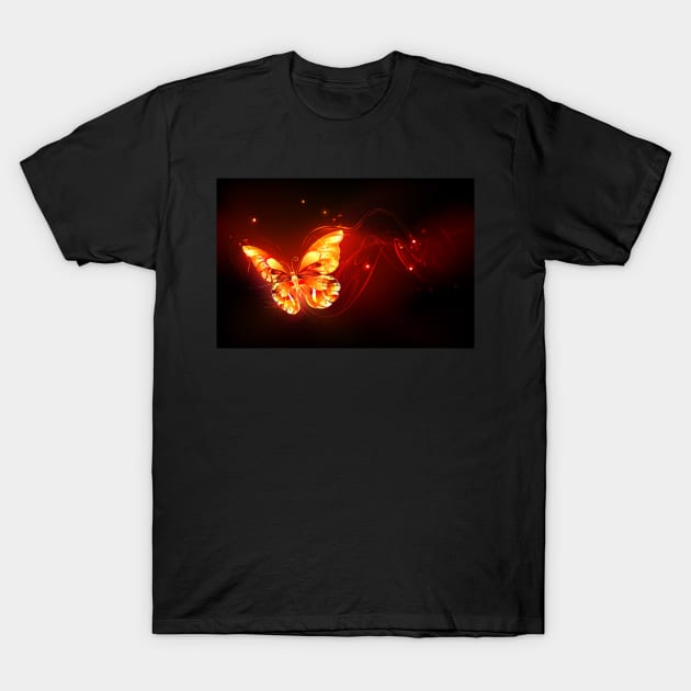 Flying Fire Butterfly T-Shirt by Blackmoon9